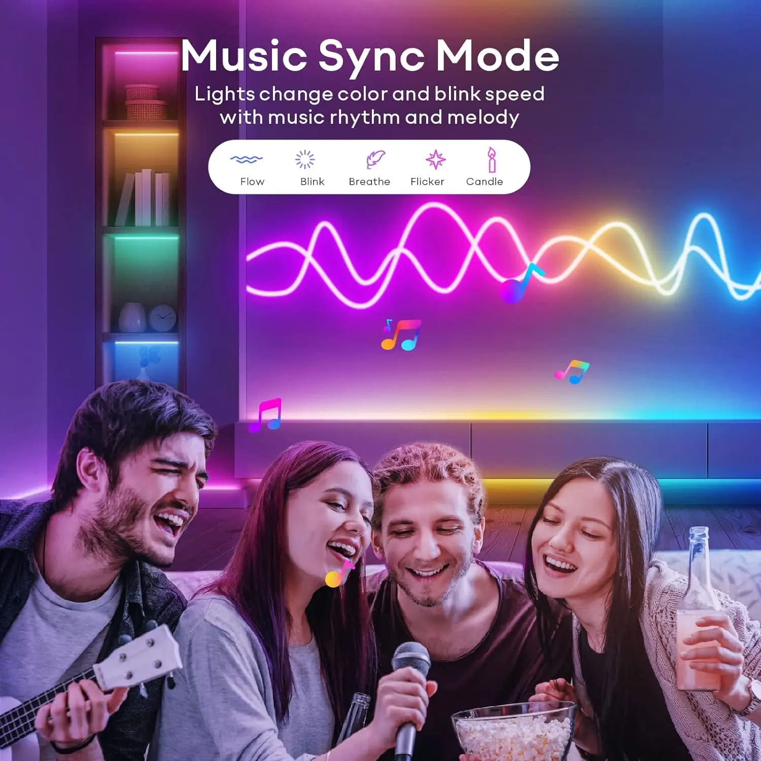 Mexllex taśma neonowa RGB-LED 30/20m aplikacja/pilot wodoodporna+muzyka 🎶