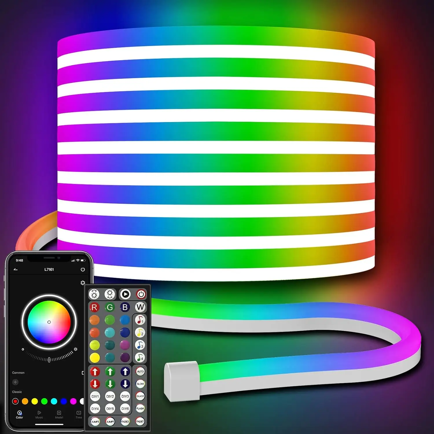 Mexllex taśma neonowa RGB-LED 30/20m aplikacja/pilot wodoodporna+muzyka 🎶